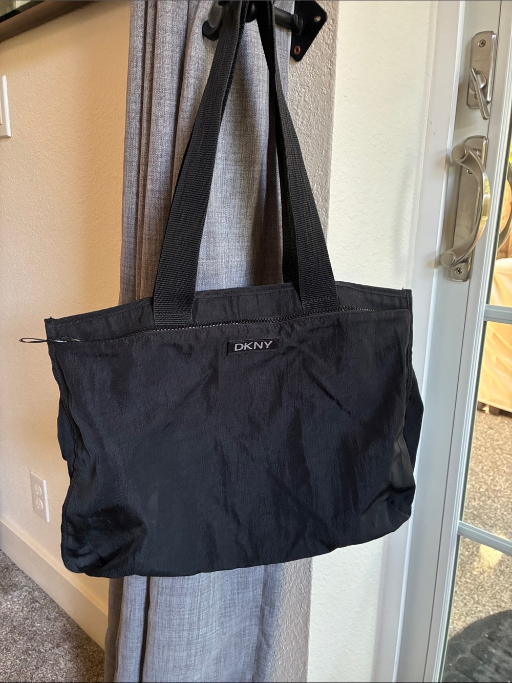 DKNY Black Nylon Tote with Web Handles